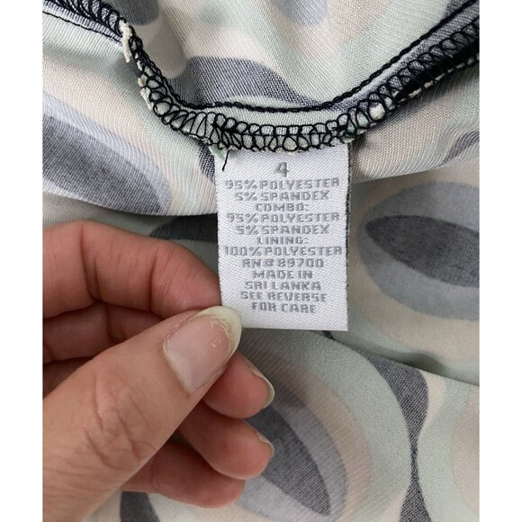 Dressbarn A-Line Dress Women's Size 4 Multicolor Geometric Tie Waist V Neck - Picture 7 of 13